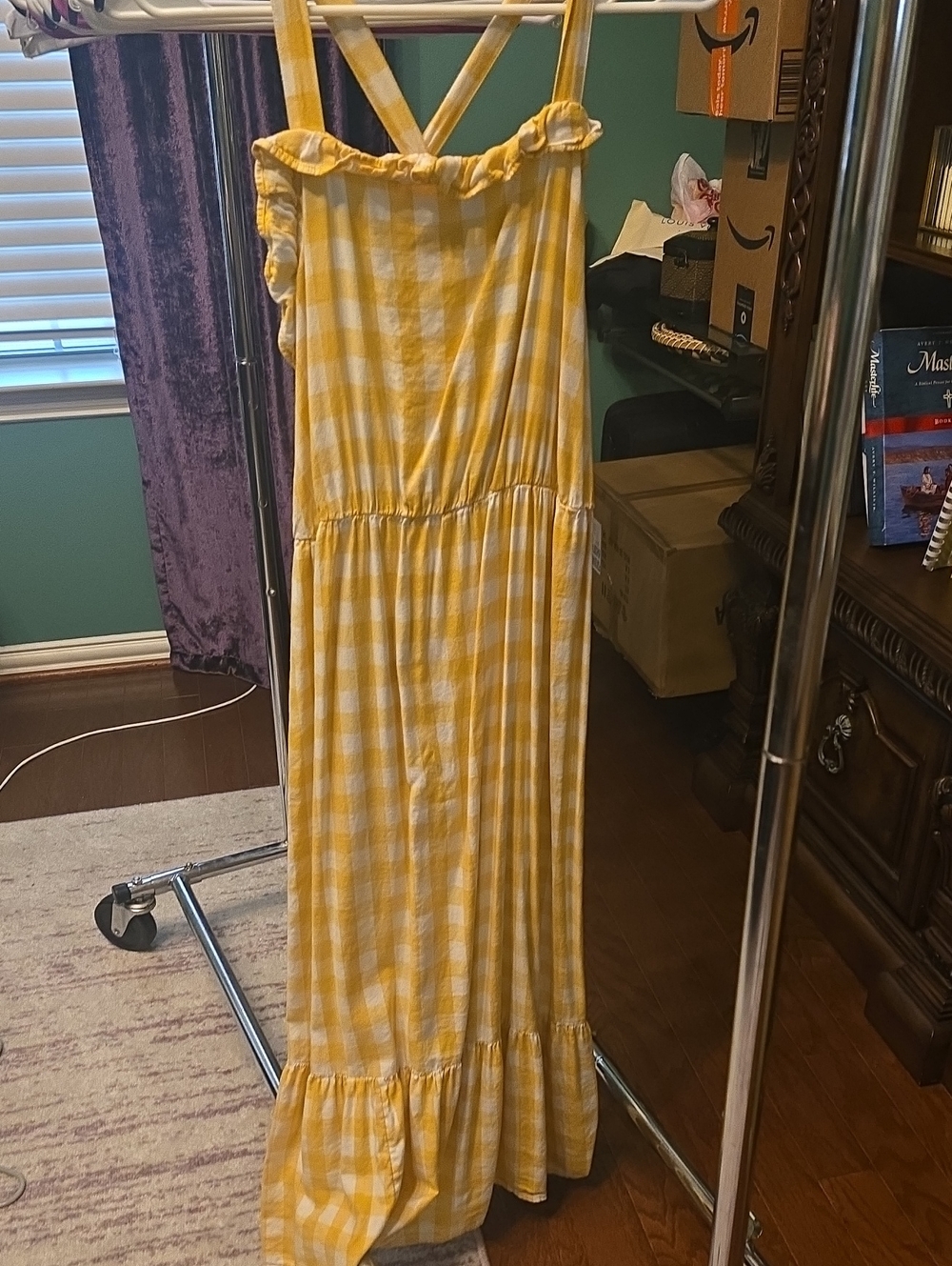 Girls Yellow Gingham Maxi Dress - Breezy Summer Style